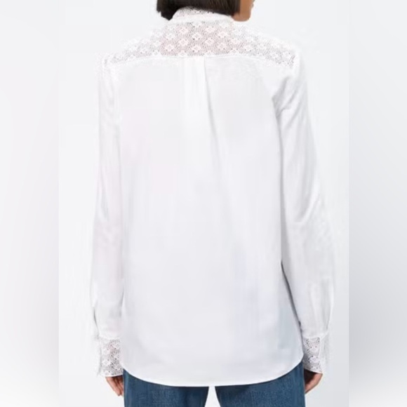 JW Anderson Women’s Size 2 Button-Up Shirt with Lace Cuffs and Tie - Picture 2 of 4